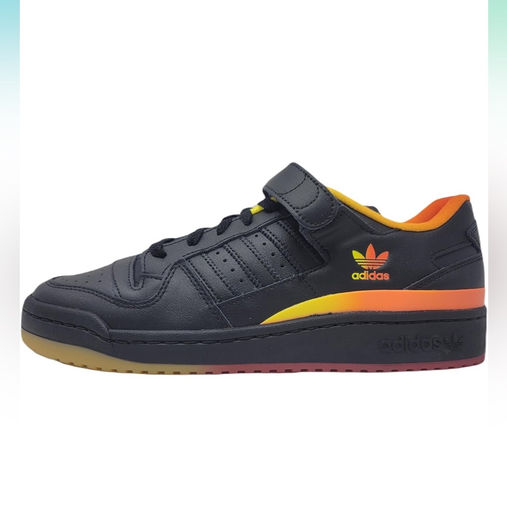 NWT adidas Originals  Forum Low Sneaker, Core Black/Core Black/Seismic Orange - Picture 2 of 10
